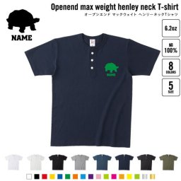 カメ 名入れヘンリーネックTシャツ ヘンリーネック 名入れTシャツ 首元ネコ目ボタン ボタンTシャツ 首元アクセント メンズ レディース