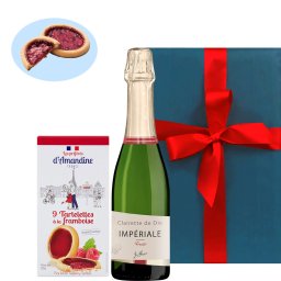 敬老の日 スイーツ ワイン セット フランス スパークリングワイン 泡 やや甘口 375ml ハーフボトル お菓子 ラズベリー クッキー 洋菓子 焼菓子 内祝い ワインセット 誕生日 女性 御祝 ギフト箱付 メッセージカード 送料無料