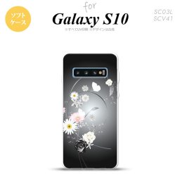 SC-03L SCV41 Galaxy S10 スマホケース ソフトケース 花柄 ミックス A 黒 メンズ レディース nk-s10-tp271