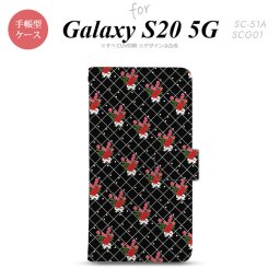 SC-51A SCG01 Galaxy S20 5G 手帳型 スマホケース 全面印刷 おしゃれ ストラップホール 内側にカードポケット付き 花柄 バラ 編み 黒 nk-004s-s20-dr267