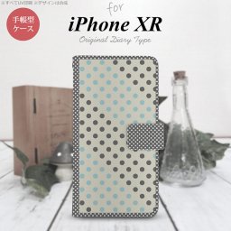 iPhoneXR iPhone XR 手帳型スマホケース カバー ドット 水玉 グレー 青  nk-004s-ipxr-dr1650