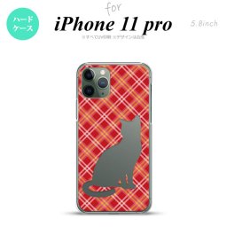 iPhone11Pro iPhone11 Pro スマホケース ハードケース 猫 チェック A 赤 メンズ レディース nk-i11p-951