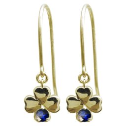 クローバーピアス 四つ葉 サファイア ピアス フックピアス 18金