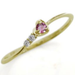 ハート ピンクトルマリン ピンキーリング 18金 18k 指輪 ファランジリング