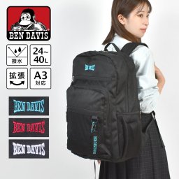 リュック BEN DAVIS ベンデイビス レディース メンズ 大容量 24L 40L 拡張 通学 リュックサック バックパック 撥水 軽量 A3 A4 ポケット PC 背面メッシュ 旅行 部活 バッグ 中学生 高校生 大学生 女子 男子 大人 アウトドア かっこいい ユニセックス ブラック おしゃれ 防災
