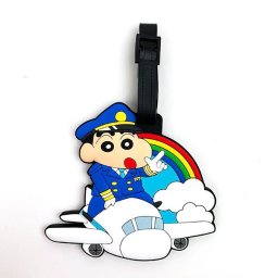 クレヨンしんちゃん ラバーネームタグ（飛行機） 旅行 スーツケース ブルー