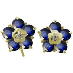 サファイア ピアス 花 フラワー ピアス キャッチ不要 フックピアス 10金