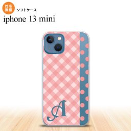 iPhone13mini iPhone13 mini ケース ソフトケース チェック ドット ピンク +アルファベット iPhone ミニ 5.4インチ  おしゃれ かわいい メンズ レディース キッズ デザインたくさん nk-i13m-tp1521i