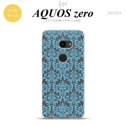 AQUOS zero アクオス ゼロ 801SH スマホケース カバー ソフトケース ダマスク柄 クリア×水色 nk-801sh-tp1027[スマホ,スマホケース,スマホカバー,ケース,カバー,ジャケット]