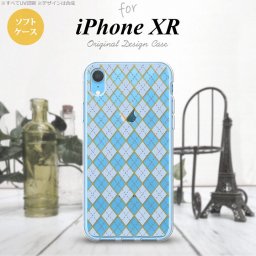 iPhoneXR iPhone XR スマホケース ソフトケース アーガイル クリア 青 メンズ レディース nk-ipxr-tp1414
