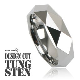 タングステン ダイヤモンドカット 幅5.5mm シルバー silver 銀色 リング 高耐久 頑丈 金属アレルギー対応 指輪