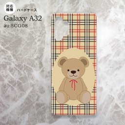 SCG08 Galaxy A32 ケース ハードケース くま チェック 茶 赤 nk-a32-752