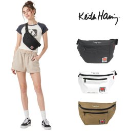 Keith Haring キースへリング 15600 ウエストバッグ ショルダー ボディバッグ シンプル ロゴ ブラック ホワイト ブランド おしゃれ シンプル かわいい お揃い ファッション プレゼント レディース メンズ サブバッグ お出かけ 買い物