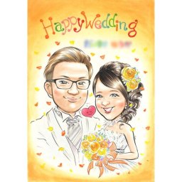 結婚式におしゃれなウェルカムボード似顔絵 ゲストを迎えるウェルカムスペースに飾るオブジェに ぽん太 結婚式 ウェディング ボード ウェルカムボード サンクスボード 新郎 新婦 友人 両親 祖父 祖母 おじいちゃん おばあちゃん