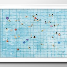 夏の風景 プール スイミング A3 サイズ ポスター アート おしゃれ 絵画 インテリア 北欧 イラスト マット紙 艶消し アートパネル 額 フレーム デザイン 壁掛け ギフト 新築祝い ディスプレイ 引越し祝い　新生活　空間デザイン
