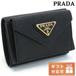 プラダ 三折財布小銭入付き レディース ブランド SAFFIANO TRIANGOLO レザー イタリア 1MH021 NERO ブラック 財布