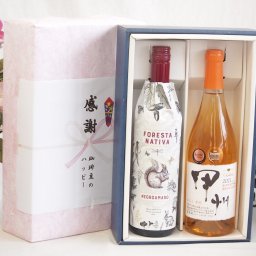 実りの秋の贈り物 感謝の贈り物ボックス イタリア黒葡萄品種赤ワインと国産ワインセット(かもし甲州 オレンジワイン 辛口(山梨県)720mlフォレスタ ナティヴァ ネグロ・アマーロ赤ワイン (イタリア) 750ml