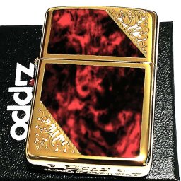 ZIPPO アーマー ライター ジッポ ベネチアン レッド クラシック アラベスク 両面加工 マーブル柄 金タンク かっこいい メンズ ギフト プレゼント
