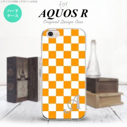 【SH03J】【スマホケース/スマホカバー】【アクオス R】SH03J スマホケース AQUOS R ケース アクオス R イニシャル スクエア 白×オレンジ nk-sh03j-764ini【メール便送料無料】