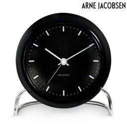 アルネ ヤコブセン 11cm クォーツ 電池式 置時計 ブランド メンズ レディース ARNE JACOBSEN AJ43673 アナログ ブラック 黒