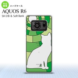 SH-51B AQUOS R6 AQUOS R6 背面ケース カバー ステンドグラス風 おしゃれ 猫 グリーン ステンドグラス風 かわいい おしゃれ 背面ケース nk-r6-sg35