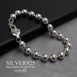 シルバー925 ボールチェーンブレスレット 特大8mm シルバーブレスレット メタリック 球 玉 法具 梵字 メンズ 男性 お洒落 人気 トレンド 流行り 金属アレルギー対応 父の日