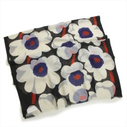 マリメッコ marimekko スカーフ ストール ショール TIORE PIENI UNIKKO TIORE ウニッコ柄クリーム＋ブルー＋ブラック系マルチ 045747 952