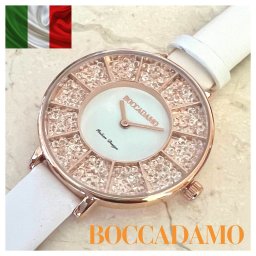 【ギフトラッピングボックス & 送料無料】スワロフスキー 時計 ウォッチ レディース 腕時計 ブランド 本革ベルト おしゃれ かわいい スワロフスキークリスタル  イタリア ボッカダーモ Boccadamo SH010 プレゼント ギフト 母の日 誕生日 記念日 妻 彼女【メーカー1年保証】