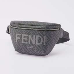 フェンディ FENDI 7VA562AJJ4 ボディバッグ メンズ バッグ クロスボディ 斜め掛け レザー MARSUPIO プレゼント キレカジ ロゴ FFモチーフ 誕生日 オシャレ ギフト 革 鞄 ベルトバッグ ブラック×グレー
