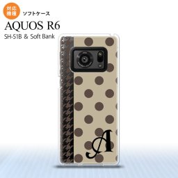 SH-51B AQUOS R6 AQUOS R6 スマホケース ソフトケース ドット 千鳥 茶 +アルファベット メンズ レディース nk-r6-tp1514i