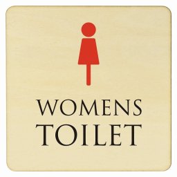 14x14cm トイレ 御手洗 TOILET トイレマーク ナチュラル＆カラー WOMENS ピクトサイン 木製ドアサイン ドアプレート インテリア 施設 案内