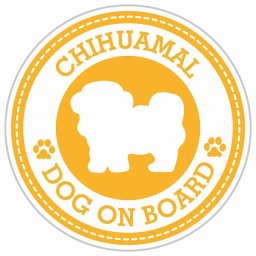 セーフティサイン ステッカー Dog on board CHIHUAMAL チワマル イエロー 直径13cm あおり運転 対策 カーステッカー 煽り運転対策 自動車用 屋外 屋内 防水 かわいい おしゃれ 安全対策 カーサイン 肉球マーク