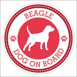 セーフティサイン ステッカー Dog on board BEAGLE ビーグル レッド 直径13cm あおり運転 対策 カーステッカー 煽り運転対策 自動車用 屋外 屋内 防水 かわいい おしゃれ 安全対策 カーサイン 肉球マーク