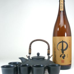 黒千代香セット5客ツル付（黒木本店　本格麦焼酎　中々　1800ｍｌ）