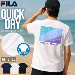 FILA フィラ Tシャツ メンズ レディース 半袖 ドライ 吸汗速乾 スポーツブランド 無地 グラデーション バックプリント ワンポイントロゴ カジュアル ティーシャツ スポーツウェア トレーニングウェア 白 黒 M L LL 夏物 春夏 2025ss outfit