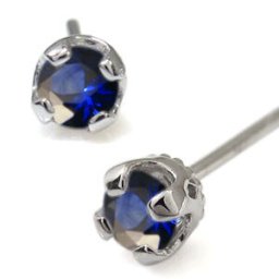 サファイア メンズピアス 一粒 サファイアピアス 18金 父の日 2024