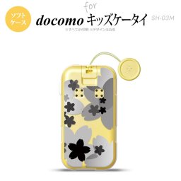 SH-03M キッズケータイSH-03M スマホケース ソフトケース 花柄 サクラ A 黒 メンズ レディース nk-sh03m-tp051