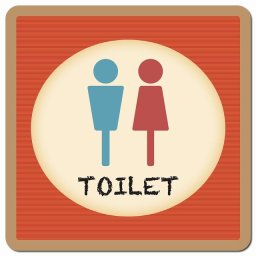 トイレ 御手洗 TOILET トイレマーク レトロ デザイン 男女マーク ピクトサイン マグネットステッカー マグネット 強力 正方形 13x13cm サイン インテリア 施設 案内