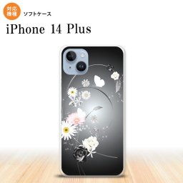 iPhone14 plsu iPhone14 plsu スマホケース 背面ケースソフトケース 花柄 ミックス A 黒 2022年 10月発売 nk-i14pl-tp271