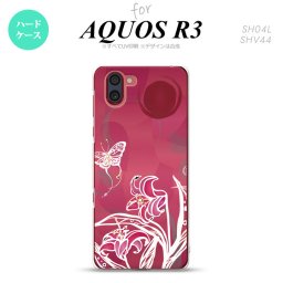 SH-04L SHV44 R3 AQUOS R3 スマホケース カバー 蝶と花 ピンク nk-r3-1542