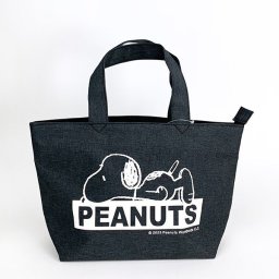 スヌーピー ファスナー ミニトート ブラック バッグ ランチバッグ  ランチ 学校 オフィス