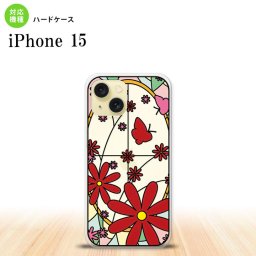 iPhone15 iPhone15 背面ケース カバー ステンドグラス風 おしゃれ ガーベラ レッド ステンドグラス風 2023年 9月発売 nk-i15-sg03