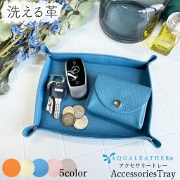 緩衝材入り 日本製本革トレイ アクアレザー 洗える ラッピング無料 箱付き プレゼント おしゃれ カッコイイ お祝い レザートレー アクセサリー 記念品 結婚祝い 長方形 玄関 寝室 持ち運び 薄い 軽い 丈夫 小物入れ  無地 旅行 出張 姫路レザー 父の日