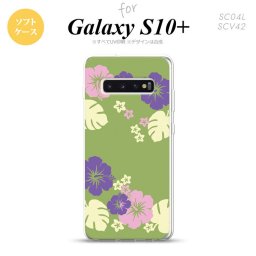 SC-04L SCV42 Galaxy S10+ スマホケース ソフトケース ハイビスカス C 緑 メンズ レディース nk-s10p-tp451