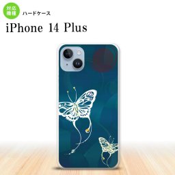 iPhone14 plsu iPhone14 plsu スマホケース 背面ケース ハードケース 蝶 和柄 青緑 2022年 10月発売 nk-i14pl-1554