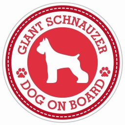 セーフティサイン ステッカー Dog on board GIANT SCHNAUZER ジャイアントシュナウザー レッド 直径13cm あおり運転 対策 カーステッカー 煽り運転対策 自動車用 屋外 屋内 防水 かわいい おしゃれ 安全対策 カーサイン 肉球マーク