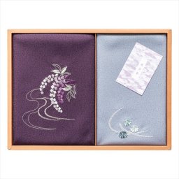  洛北 刺繍入り二巾風呂敷&刺繍入り金封包み 紫 H018A/H018B  内祝 内祝い お祝 御祝 記念品 出産内祝い プレゼント 快気祝い 粗供養 引出物