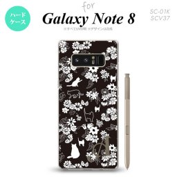 【SC01K】【スマホケース/スマホカバー】【ギャラクシー ノート8】SC01K スマホケース Galaxy Note8 ケース ギャラクシー ノート8 イニシャル 猫と花 黒 nk-sc01k-1725ini【メール便送料無料】