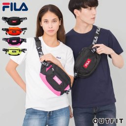 FILA フィラ ロゴテープウエストバッグ 6色 メンズ ウェストポーチ ボディバッグ ショルダーバッグ シンプル 無地 ブラック オレンジ イエロー トリコロール ホワイト ストリート カジュアル おしゃれ レディース プレゼント ギフト 早割 敬老の日 プレゼント ギフト