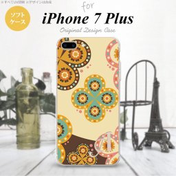 【iPhone7plus】【スマホケース/スマホカバー】【アイフォン7plus】iPhone7plus スマホケース カバー アイフォン7plus ソフトケース イニシャル エスニック花柄 ベージュ×茶 nk-i7plus-tp1583ini【メール便送料無料】